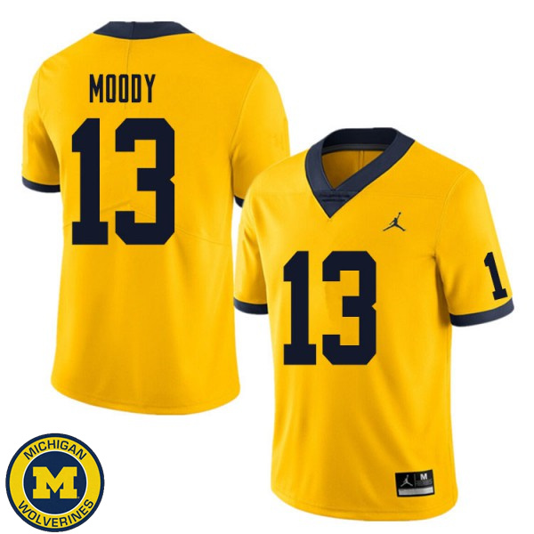 Men Michigan Wolverines #13 Jake Moody Yellow Fashion Football Jersey